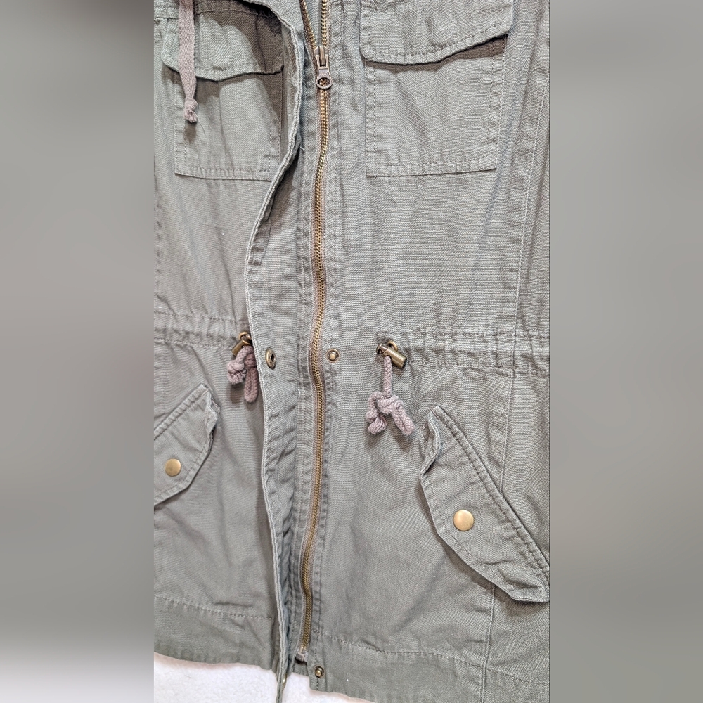 Sebby Women's Small Olive Green 100% Cotton Utility Cinch Vest Jacket - Picture 5 of 5